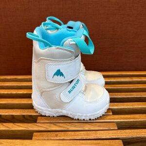 Burton Mini-Grom Kids' White and Blue Snow Snowboard Boots - Toddler 8C